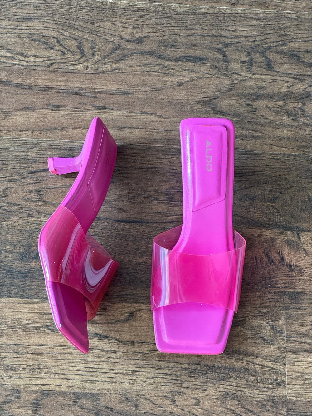 ALDO Hot Pink Clear-Band Slide Mules